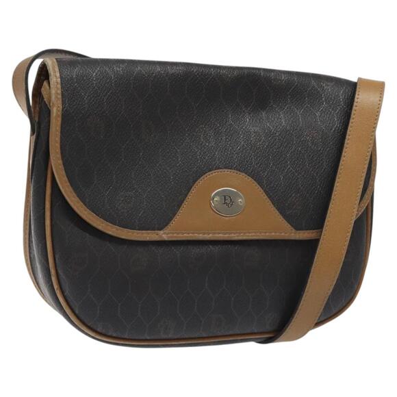 DIOR Honeycomb Canvas Shoulder Bag Pvc Black Gold - Picture 1 of 12
